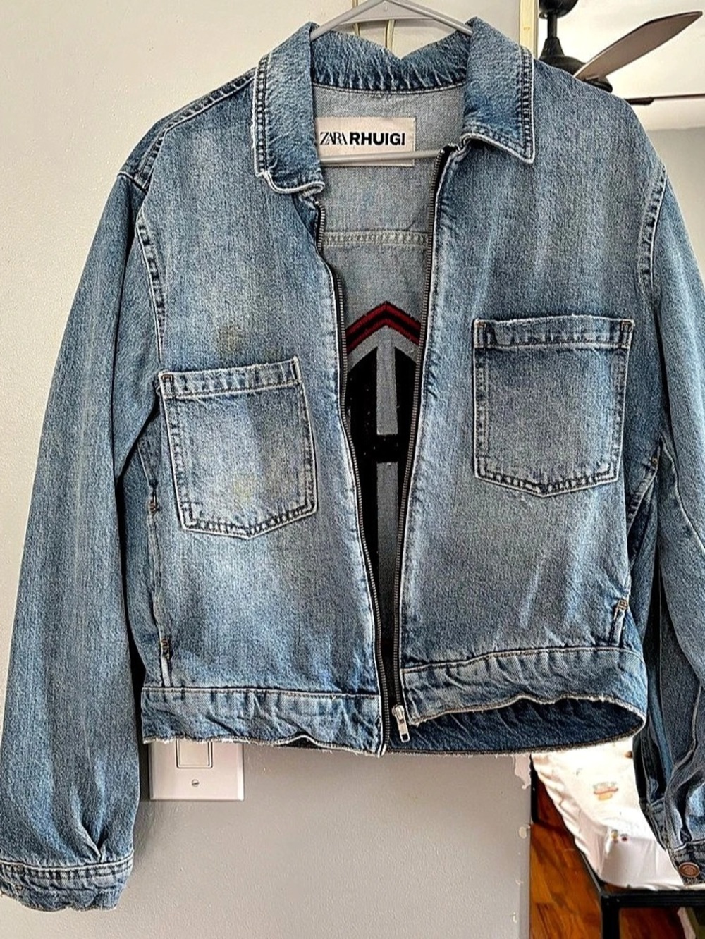 Zara x Rhuigi Cropped Denim Jacket Women's Medium Blue